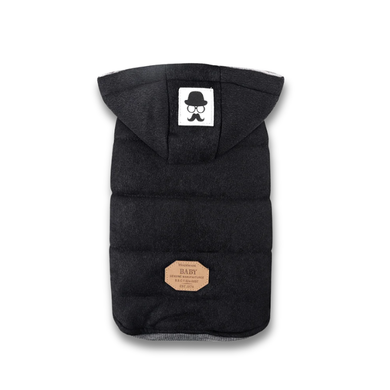 Pawsy Negro - Abrigo de Invierno con Capucha para Mascotas