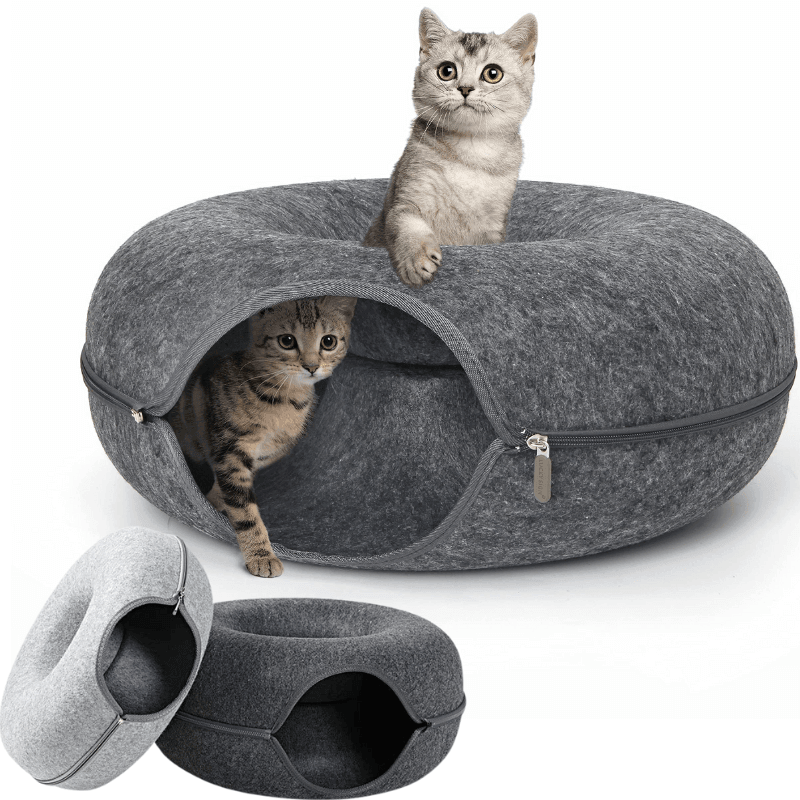 RefugioGatuno - Cama Túnel 3 en 1 Color Gris