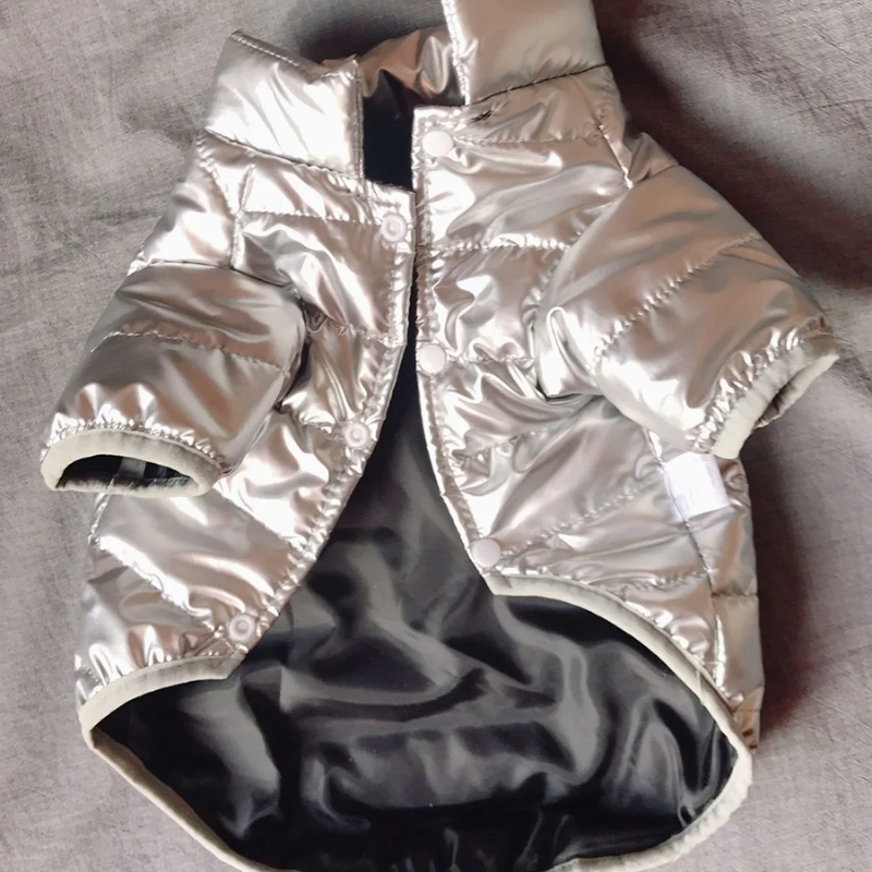 Plush Plata - Chaqueta Acolchada metalizada
