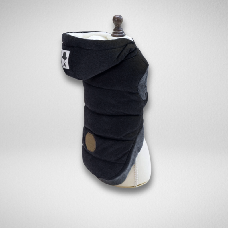 Pawsy Negro - Abrigo de Invierno con Capucha para Mascotas