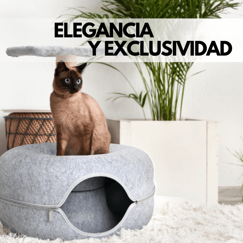 RefugioGatuno - Cama Túnel 3 en 1 Color Gris