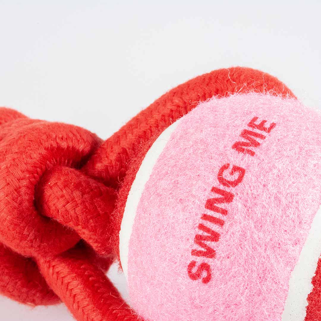 Pelota con Cuerda SWING ME - Rojo/Rosa - DogToy