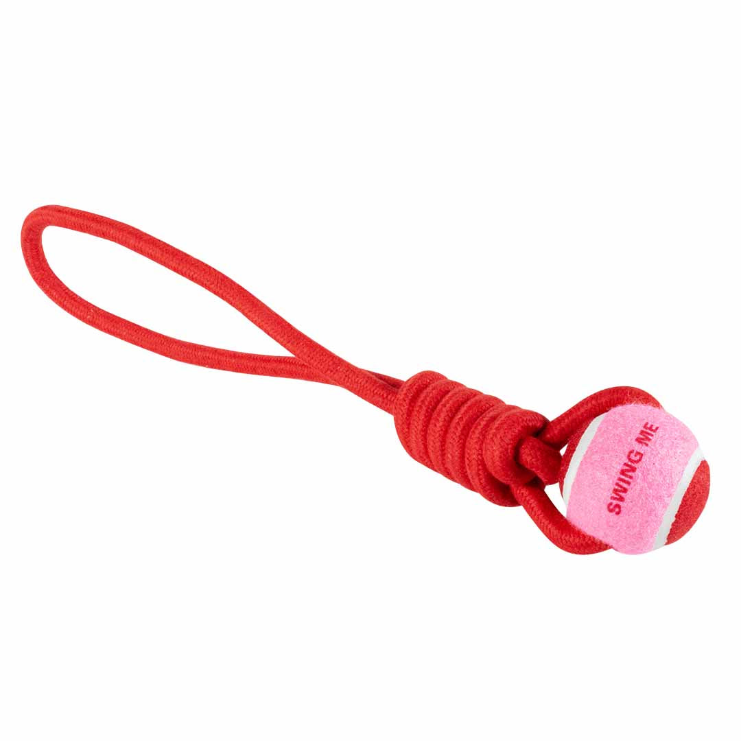 Pelota con Cuerda SWING ME - Rojo/Rosa - DogToy