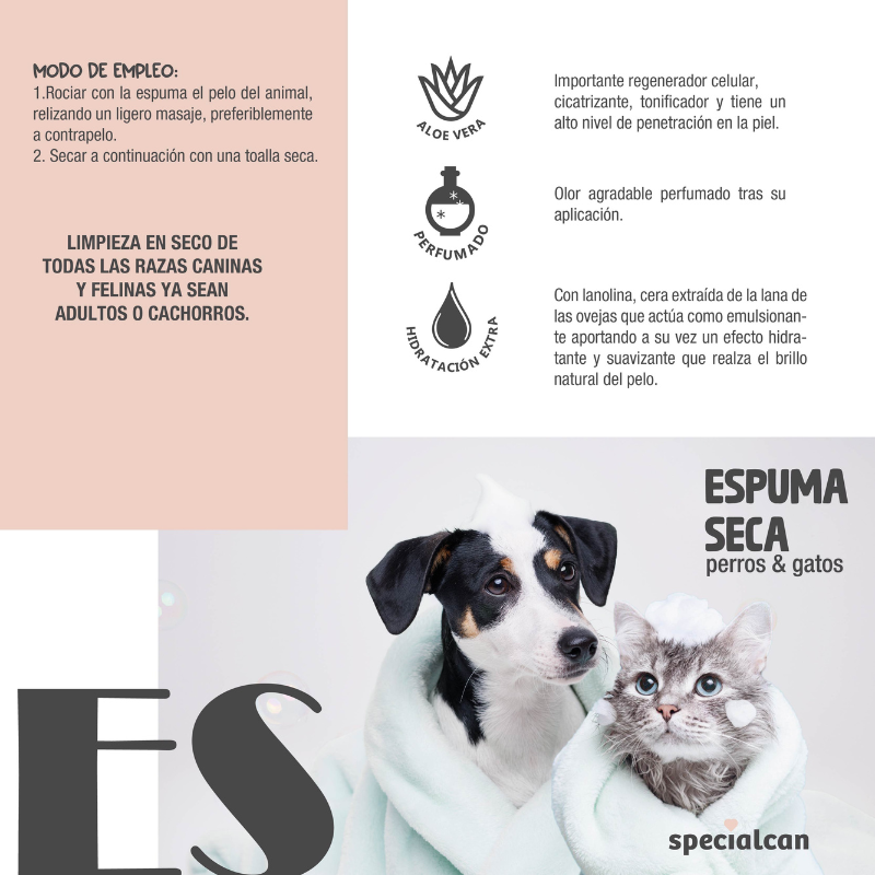 Espuma Seca para Perros 200ML - Specialcan