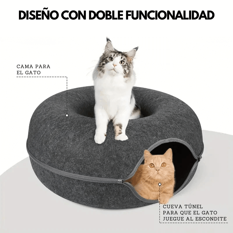 RefugioGatuno - Cama Túnel 3 en 1 Color Gris