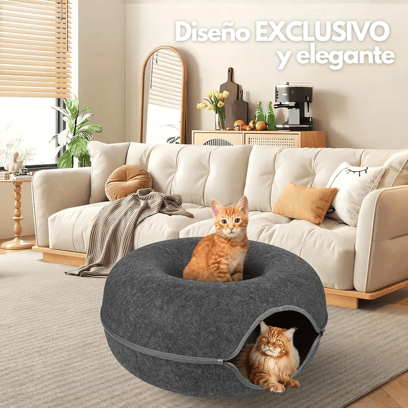 RefugioGatuno - Cama Túnel 3 en 1 Color Gris