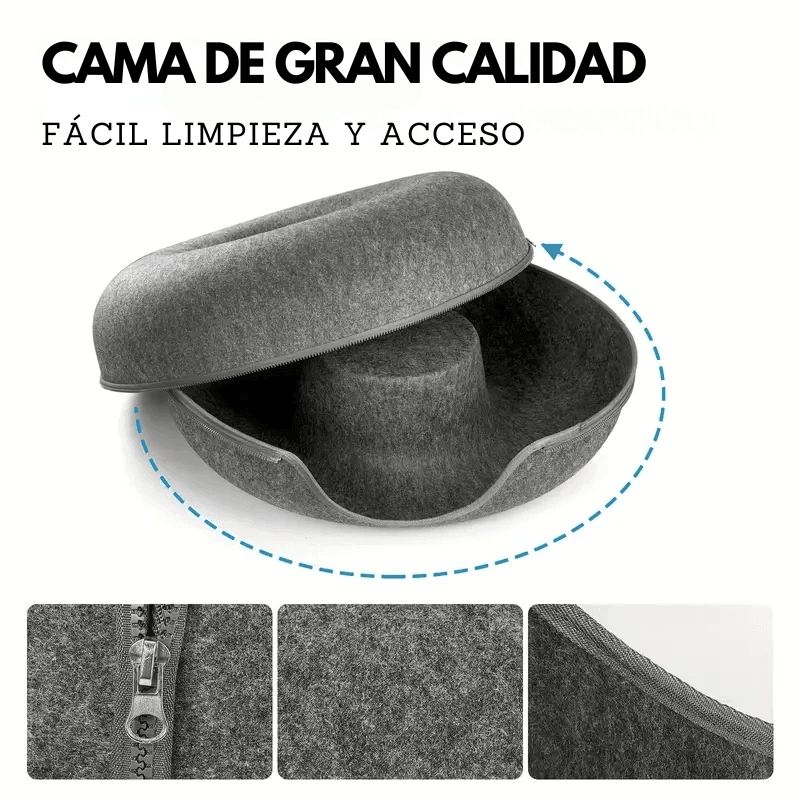 RefugioGatuno - Cama Túnel 3 en 1 Color Gris