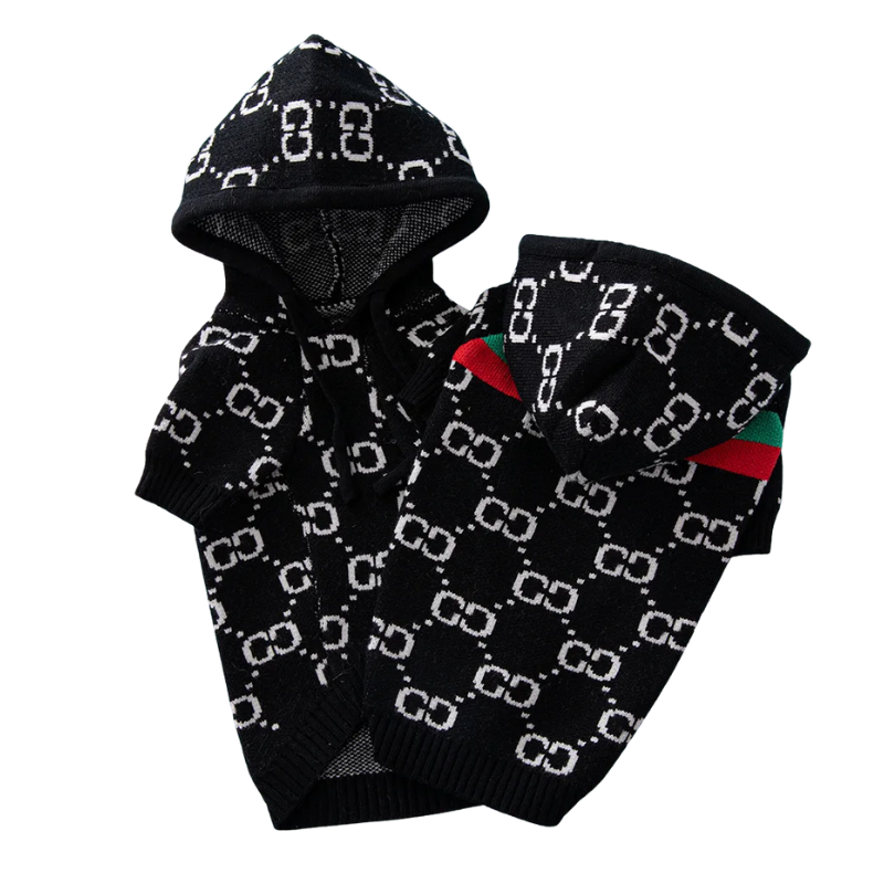 Knitsy Negro - Jersey con Capucha para Mascotas