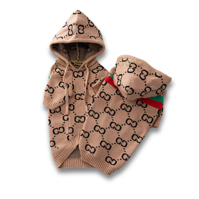 Knitsy Marrón - Jersey con Capucha para Mascotas