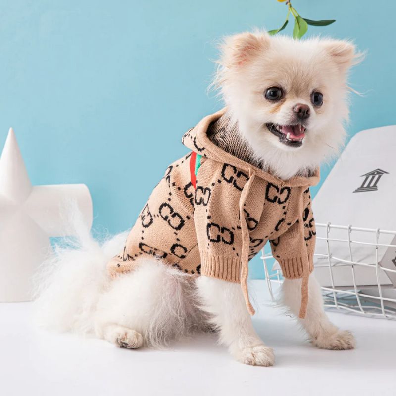 Knitsy Marrón - Jersey con Capucha para Mascotas