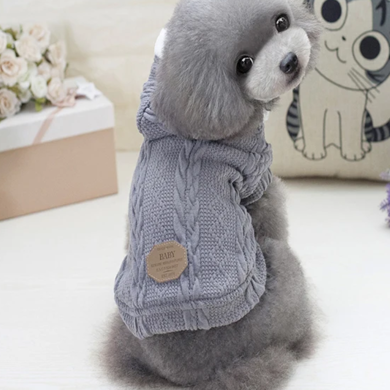 Vivid Gris - Abrigo Elegante de Invierno con Capucha para Mascotas