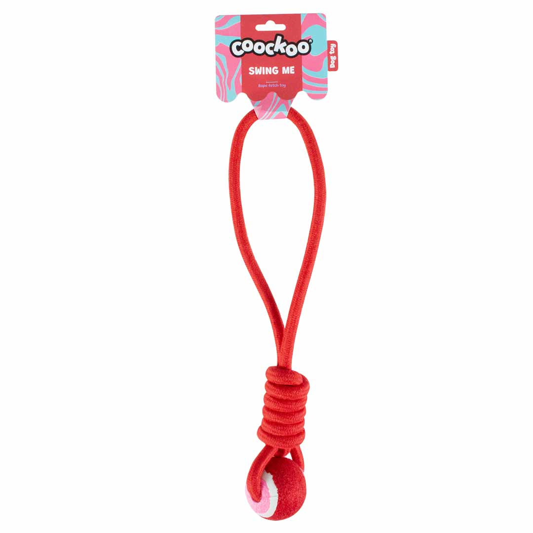 Pelota con Cuerda SWING ME - Rojo/Rosa - DogToy
