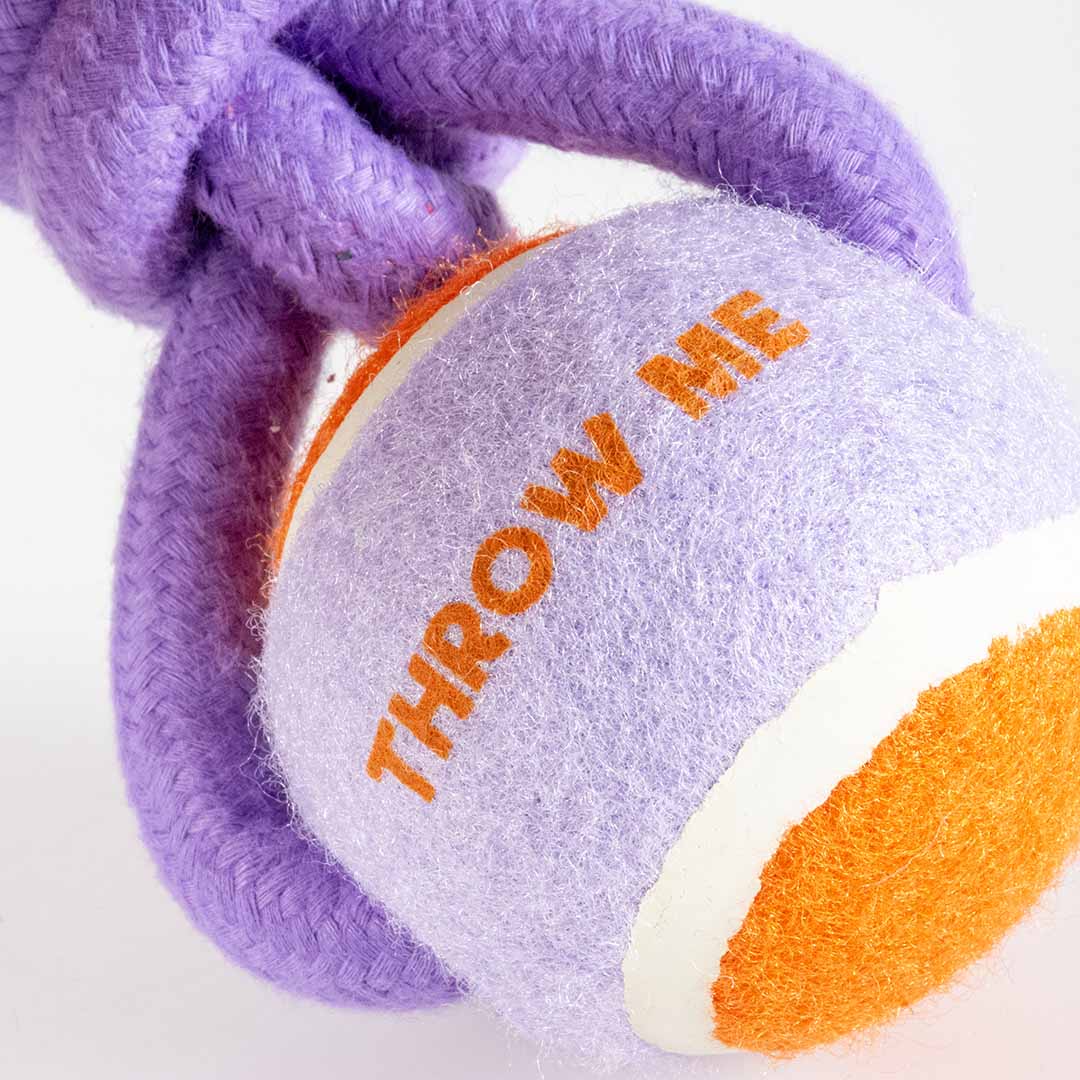 Pelota con Cuerda THROW ME - Lila/Naranja - DogToy