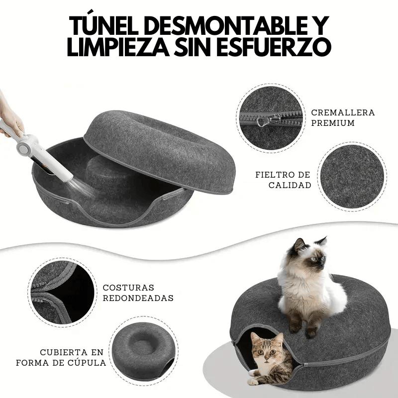 RefugioGatuno - Cama Túnel 3 en 1 Color Gris