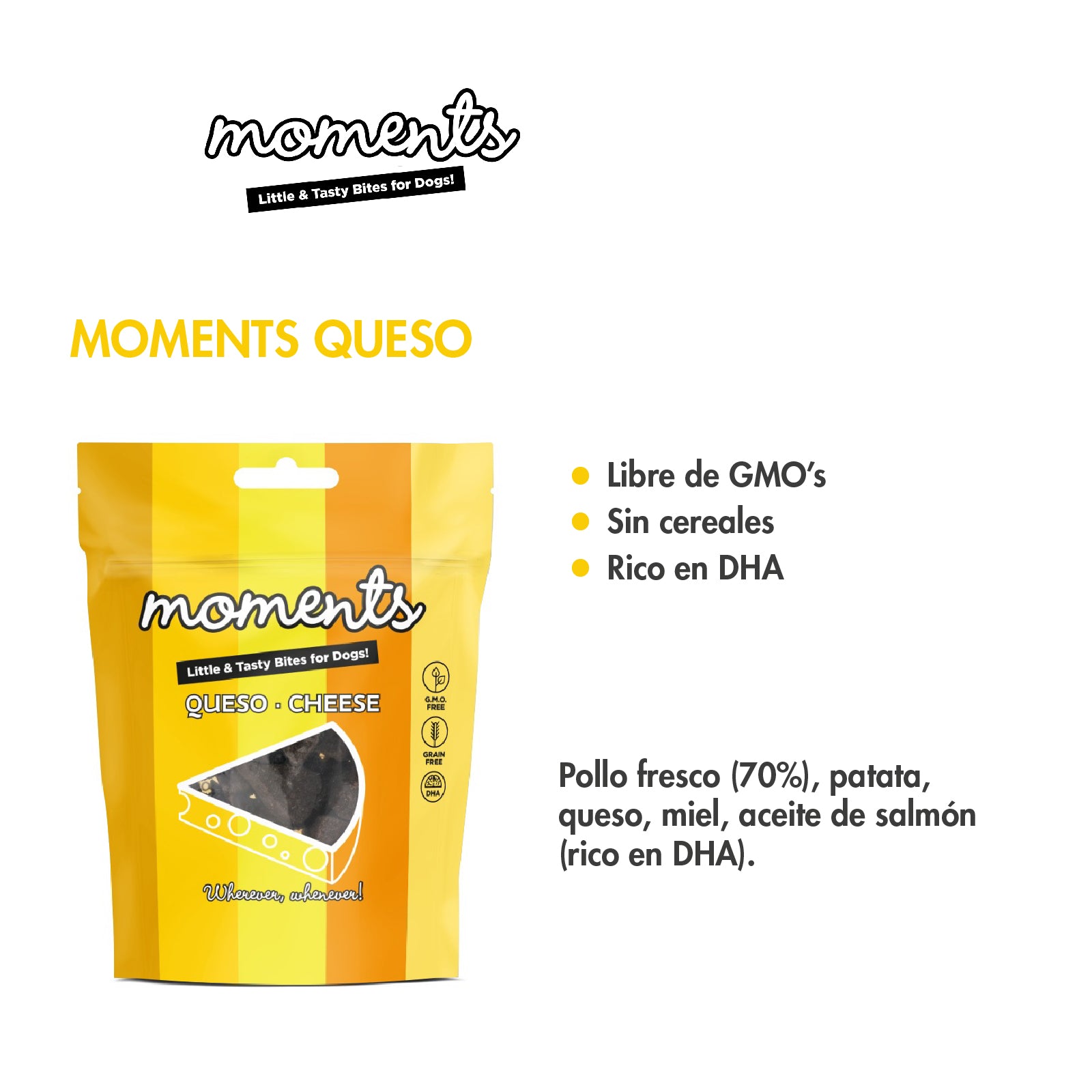 Moments Snacks Dog Queso - Premios Irresistibles para Perros